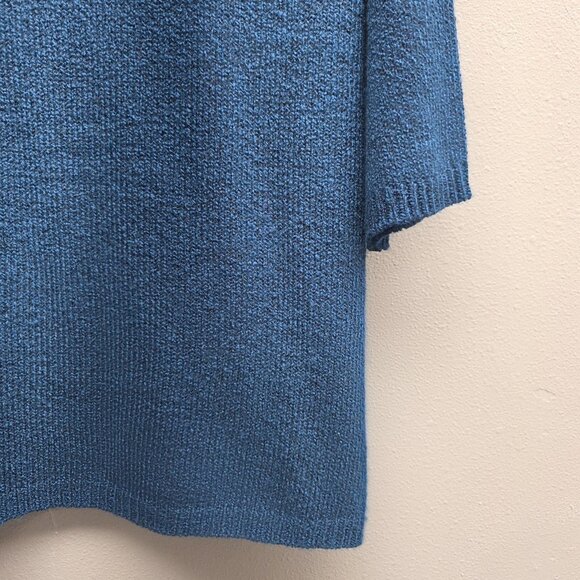 Karen Scott Sweater Womens XL Blue V Neck 3/4 Sleeve Textured Knit Pullover - Picture 3 of 9